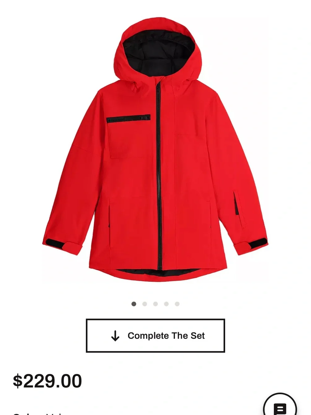 Spyder boys Red and Black Hooded ski Jacket